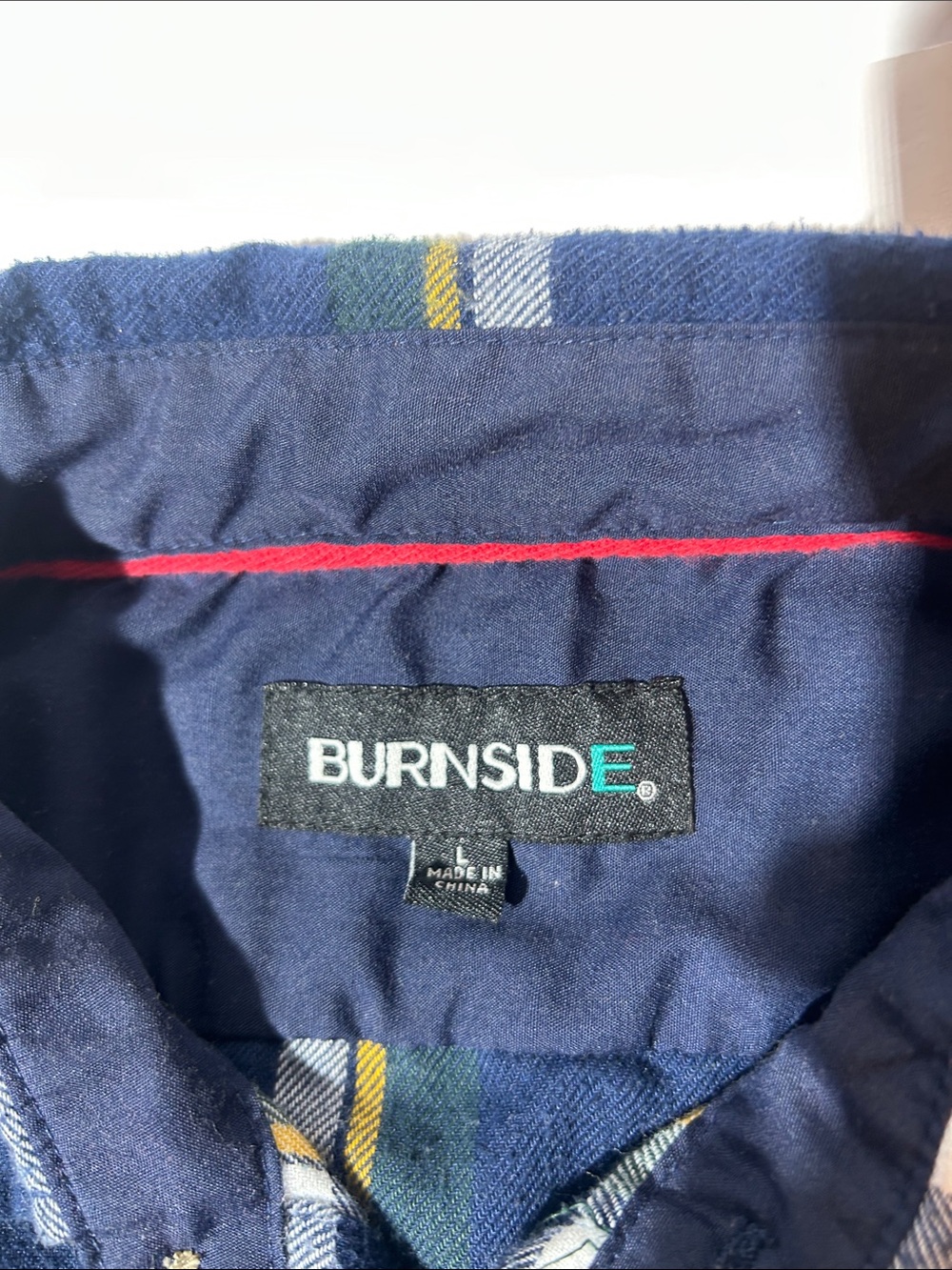 Burnside Brushed Plaid Flannel Shirt - Navy/Yellow - - Picture 2 of 6